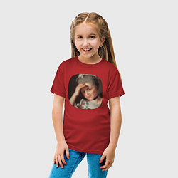 Футболка хлопковая детская Картина ренессанса - женщина фэйспалмит, цвет: красный — фото 2