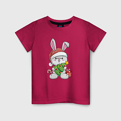Детская футболка Новогодний кролик с елочкой