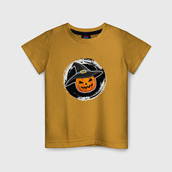 Детская футболка Мультяшная тыква в шляпе Хэллоуин