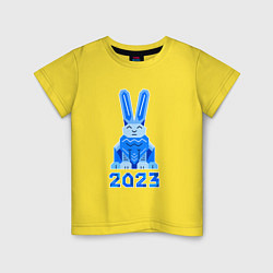 Детская футболка Геометрический синий кролик 2023