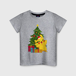 Детская футболка Новогодний Пикачу и елка