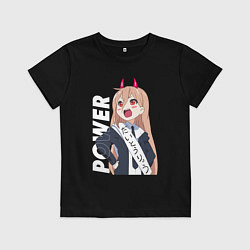 Футболка хлопковая детская Power Человек бензопила, цвет: черный