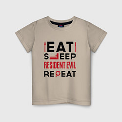 Детская футболка Надпись: eat sleep Resident Evil repeat