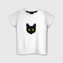 Детская футболка Черный кот с сияющим взглядом