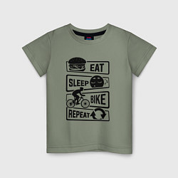 Детская футболка Eat sleep bike repeat art