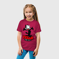 Футболка хлопковая детская Felix the cat, цвет: маджента — фото 2