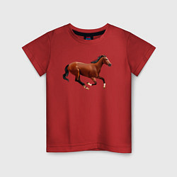 Футболка хлопковая детская Чистокровная верховая лошадь, цвет: красный