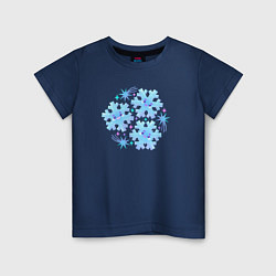 Детская футболка Три забавные снежинки с разноцветными звездами