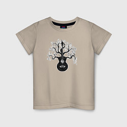 Детская футболка Разросшееся дерево гитара с музыкальными нотами