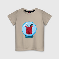Детская футболка Снежный шар с портретом оленя