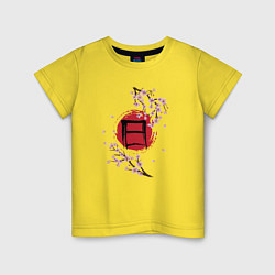 Детская футболка Цветущая сакура и красный круг с японским иероглиф
