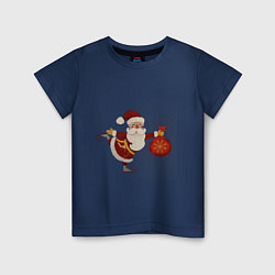 Детская футболка Дед Мороз на коньках с мешком подарков