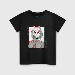 Детская футболка Аниме девушка в маске кицунэ