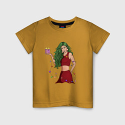Детская футболка Девушка ёлка с подарком - хуманизация