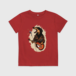 Футболка хлопковая детская Такса рокер, цвет: красный