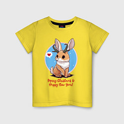 Детская футболка Кролик встречает новый год