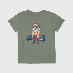 Футболка хлопковая детская Санта силач, цвет: авокадо