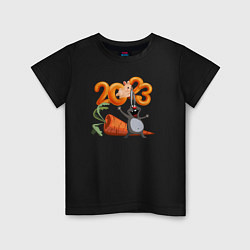 Детская футболка Заяц с большой морковкой - новый год