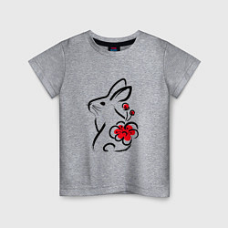 Детская футболка Силуэт кролика с японским цветком