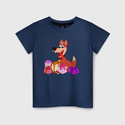 Детская футболка Собачка с подарками