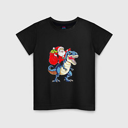 Детская футболка Father Christmas on a dinosaur