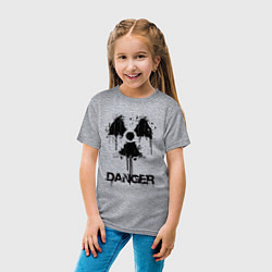 Футболка хлопковая детская Danger radiation symbol, цвет: меланж — фото 2