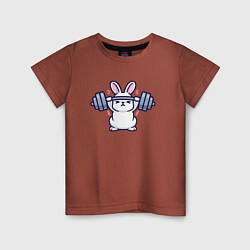 Детская футболка Заяц со штангой