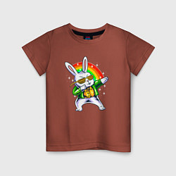 Детская футболка Заяц на фоне радуги