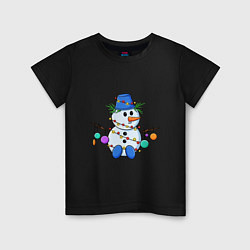 Детская футболка Веселый новогодний снеговик