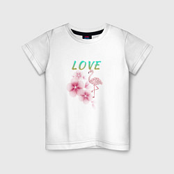 Детская футболка Любовь и фламинго