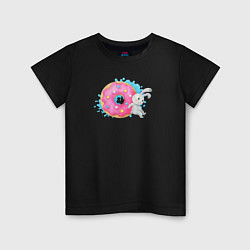 Детская футболка Серый зайчик розовым пончиком