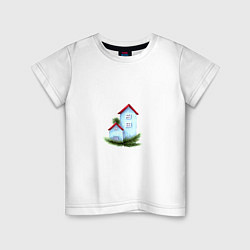Детская футболка Новогодние домики на еловых ветках