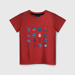 Футболка хлопковая детская Новогодние символы минимализм, цвет: красный
