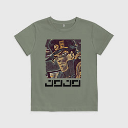 Футболка хлопковая детская Дзётаро Кудзё - manly face, цвет: авокадо