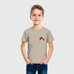 Футболка хлопковая детская Триколор георгиевская лента, цвет: миндальный — фото 2