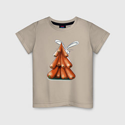 Детская футболка Кролик спрятался за ёлкой из морковок