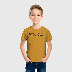 Футболка хлопковая детская Logo black Wednesday, цвет: горчичный — фото 2