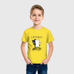 Футболка хлопковая детская Catanic quote, цвет: желтый — фото 2