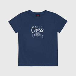 Футболка хлопковая детская Chess is my therapy white, цвет: тёмно-синий