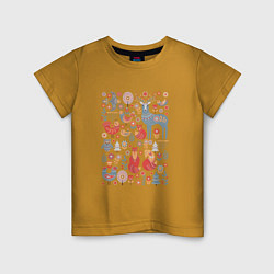 Детская футболка Животные, птицы, растения в скандинавском стиле