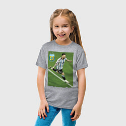 Футболка хлопковая детская Argentina - Lionel Messi - world champion, цвет: меланж — фото 2