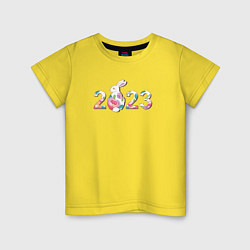 Детская футболка Надпись 2023 год кролика