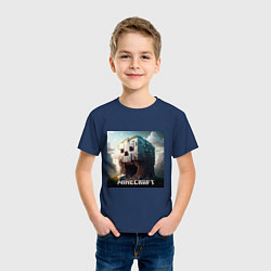 Футболка хлопковая детская Жуткая пещера Minecraft, цвет: тёмно-синий — фото 2