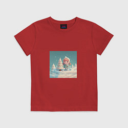 Футболка хлопковая детская Детский рисунок милая куколка девочка, цвет: красный