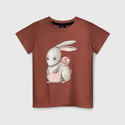 Детская футболка Серый кролик с леденцом