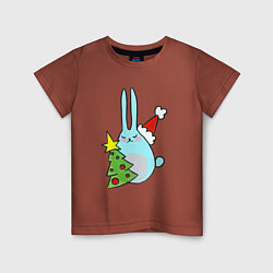 Детская футболка Кролик с елкой
