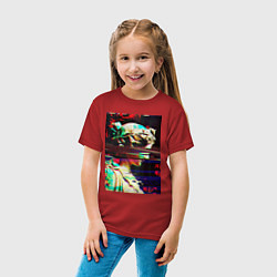 Футболка хлопковая детская Glitch pixel art, цвет: красный — фото 2