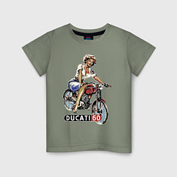 Детская футболка Красивая девушка на мотоцикле Ducati - retro