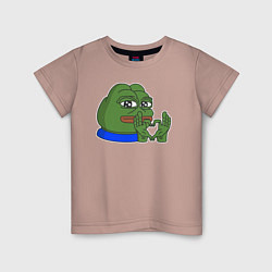 Детская футболка Лягушонок Пепе показывает сердечко
