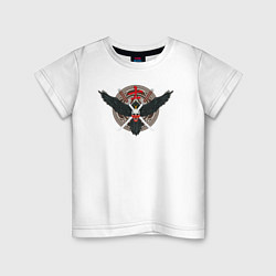 Детская футболка Голова самурая на фоне ворона